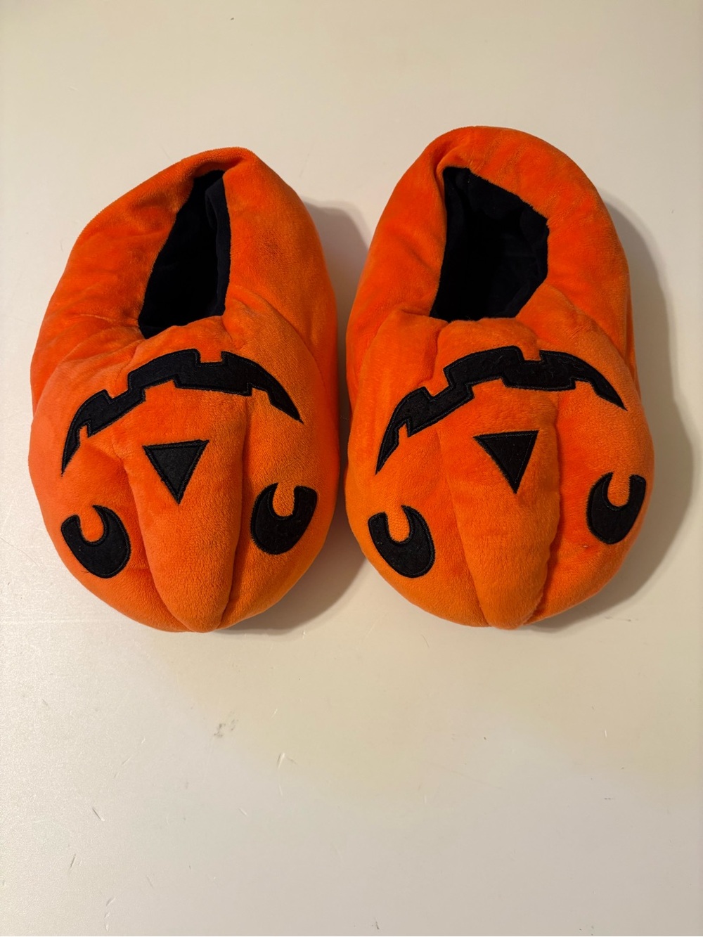 Adult Orange Plush Pumpkin Face One-Piece Slippers
